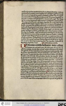 Dedicatio ecclesie solenniter inter alias festivitates ab ecclesia celebratur et quoniam duplex est ecclesia sive templum scilicet materiale et spirituale...