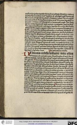 Dedicatio ecclesie solenniter inter alias festivitates ab ecclesia celebratur et quoniam duplex est ecclesia sive templum scilicet materiale et spirituale...