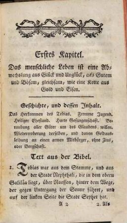 Das Buch des Tobias : tugendhaften Aeltern und frommen Kindern zum Trost und zum Unterricht, als ein Neujahrsgeschenk unter die ... Bürger von der deutschen marianischen Congregation in München ausgetheilet 1791