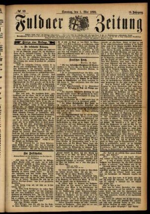 Ausgabe vom Sonntag, den 01. Mai 1892.