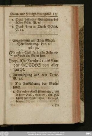 Evangelium am Tage Mariä Verkündigung. Luc. I, 26 - 38.