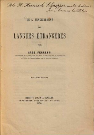 De l'enseignement des langues étrangères par Ange Ferretti
