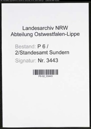 Heiratsregister Standesamt Sundern