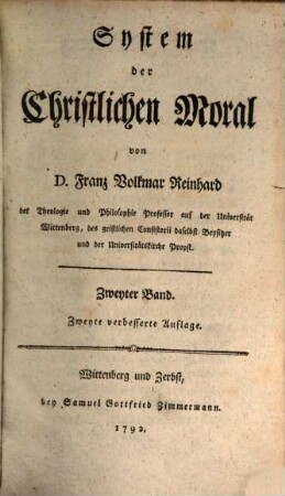 System der christlichen Moral, Zweyter Band