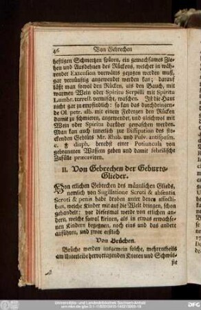 II. Von Gebrechen der Geburts-Glieder.