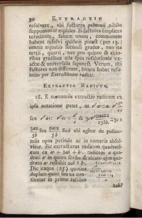 Extractio Radicum. Inventio Divisorum. Reductio Aequationum.
