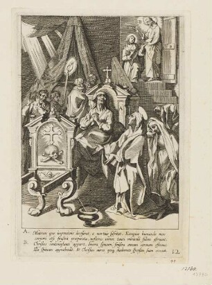 Heilige Katharina kümmert sich um die Hilfsbedürftigen, Blatt 12 der Folge "Leben und Wunder der heiligen Katharina von Siena"