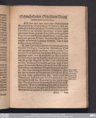 Schmehekarten Sebastiani Boetii wider dem Catechismum.
