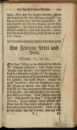 Am Feiertag Petri und Pauli.