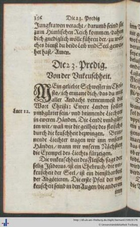 Die 23. Predig. Von der Unkeuschheit.