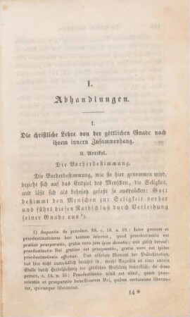 197-260 Die christliche Lehre von der göttliche Gnade nach ihrem innern Zusammenhang : zweiter Artikel: die Vorherbestimmung