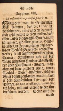 Supplem. VIII. ad ordinationem processus p. I. Tit. 23.