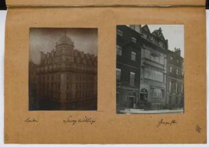 Savoy Court East, London. Wohnhaus George Street, London: Ansichten (aus: Skizzen- und Fotoalbum 26)