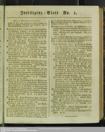 Intelligenz-Blatt No. 1