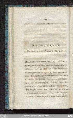 Bernadotte, Prinz von Ponte Corvo.