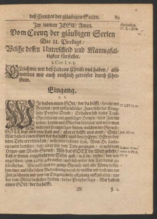 Die II. Predigt/ vom Unterscheid und Mannigfaltigkeit deß Creutzes
