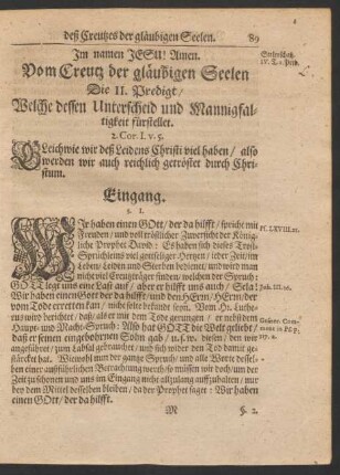 Die II. Predigt/ vom Unterscheid und Mannigfaltigkeit deß Creutzes