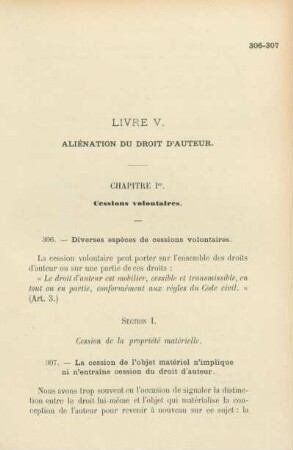 Livre V. Aliénation du droit d'auteur