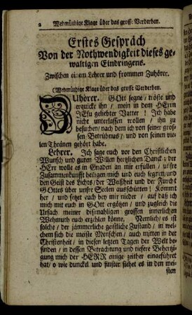 Erstes Gespräch Von der Nothwendigkeit dieses gewaltigen Eindringens