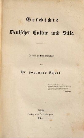 Geschichte deutscher Cultur und Sitte : in drei Büchern