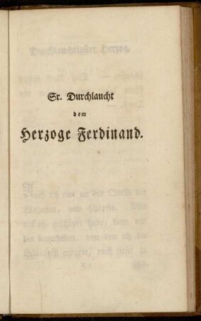 Sr. Durchlaucht dem Herzoge Ferdinand