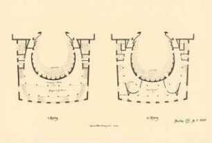 Staatsoper, Hamburg: Studie 1, Grundriss 1. Rang, 2. Rang 1:200