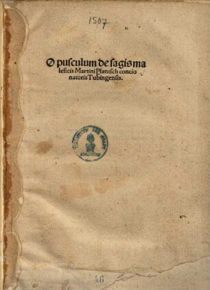 Opusculum de Sagis malificis