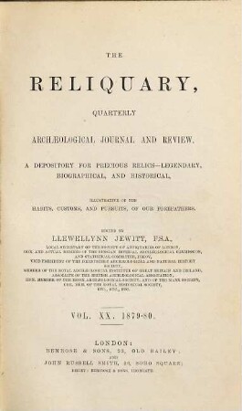 The reliquary : depository for precious relics, legendary, biographical, and historical, 20. 1879/80