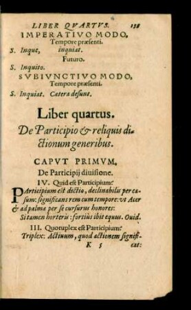 Liber quartus. De Participio et reliquis dictionum generibus.