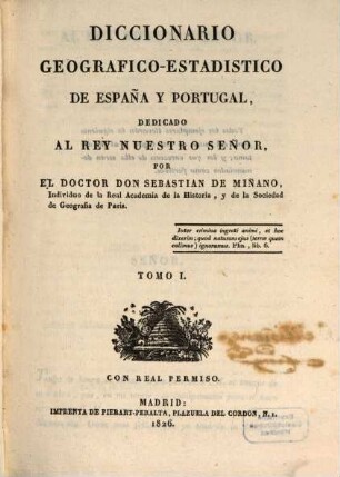 Diccionario Geografico-Estadistico de España y Portugal, 1. AB - BAR