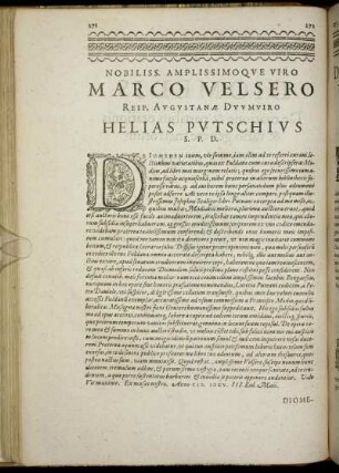 Nobiliss. ... Marco Velsero Reip. Augustanae Duumviro ...