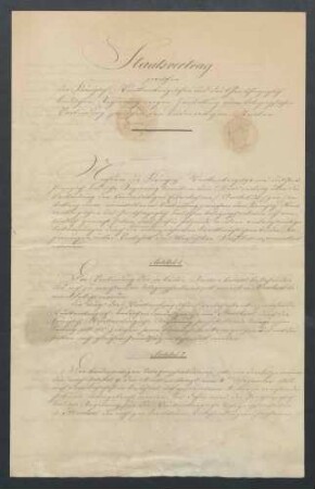 Vertrag zwischen Württemberg und Baden über die unmittelbare Verbindung der beiderseitigen Telegraphenlinien, 1852.