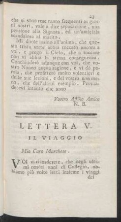 Lettera V. Il Viaggio