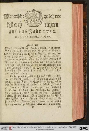Den 9. des Heumonats. III. Stück