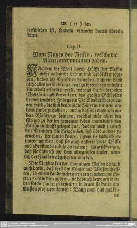 Cap. II. Vom Nutzen der Reisen, welche die Alten unternommen haben