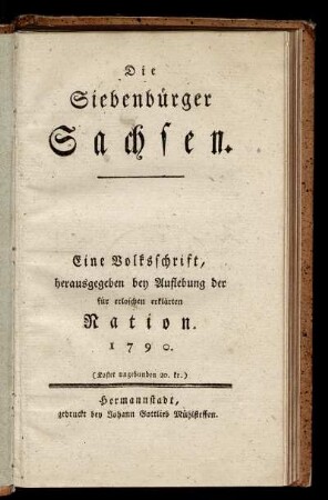 Die Siebenbürger Sachsen