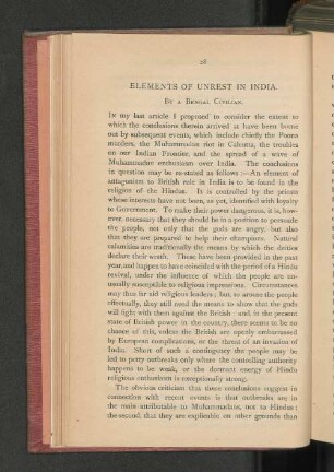Elements of Unrest in India.