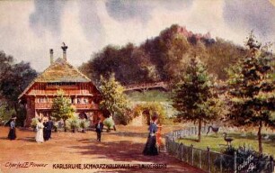 Postkartenalbum mit Motiven von Karlsruhe. "Karlsruhe. Schwarzwaldhaus und Lauterberg"