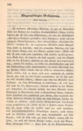 Abgenöthigte Erklärung.