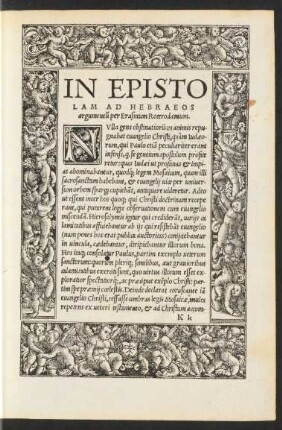 In Epistolam Ad Hebraeos argumentum per Erasmum Roterodamum.