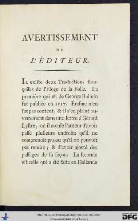 Avertissement De L'Éditeur.