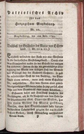 Nr. 22. Magdeburg, den 2ten März 1793