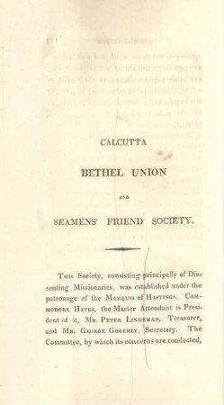 Calcutta Bethel Union and Seamens' Friend Society