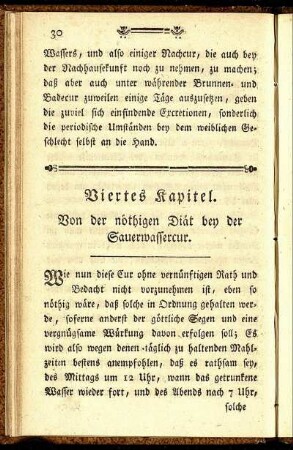 Viertes Kapitel. Von der nöthigen Diät bey der Sauerwassercur.