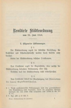 Revidirte Städteordnung vom 24. Juni 1858.