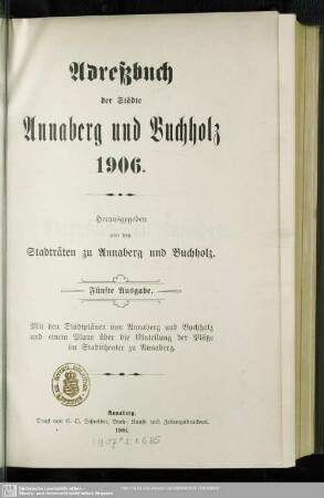 N.F.5.1906: Adressbuch der Städte Annaberg, Buchholz und des Obererzgebirges