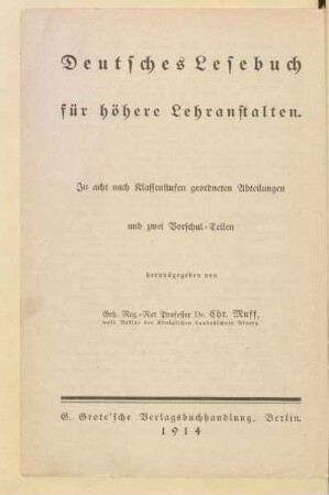 Abteilung 6 = Für Unter-Sekunda, [Schülerband]: [Abteilung 6 = Für Unter-Sekunda, [Schülerband]]