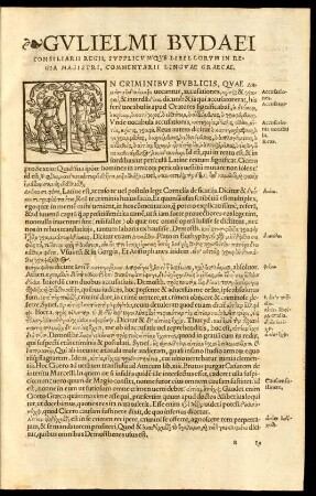 Gulielmi Budaei Consiliarii Regii, Supplicumque Libellorum In Regia Magistri, Commentarii Linguae Graecae.
