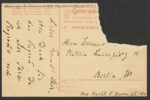 Postkarte an Ferruccio Busoni : 29.01.1912