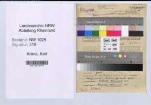 Entnazifizierung Karl Kranz , geb. 16.06.1890 (Kaufmaennischer Angestellter)